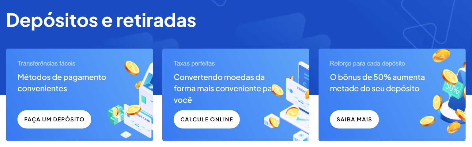 Depósitos e Retiradas Octa